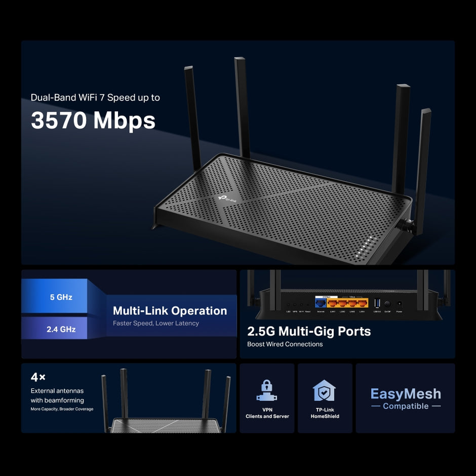 TP-Link Archer BE230 – BE3600 Dual-Band Wi-Fi 7 Router