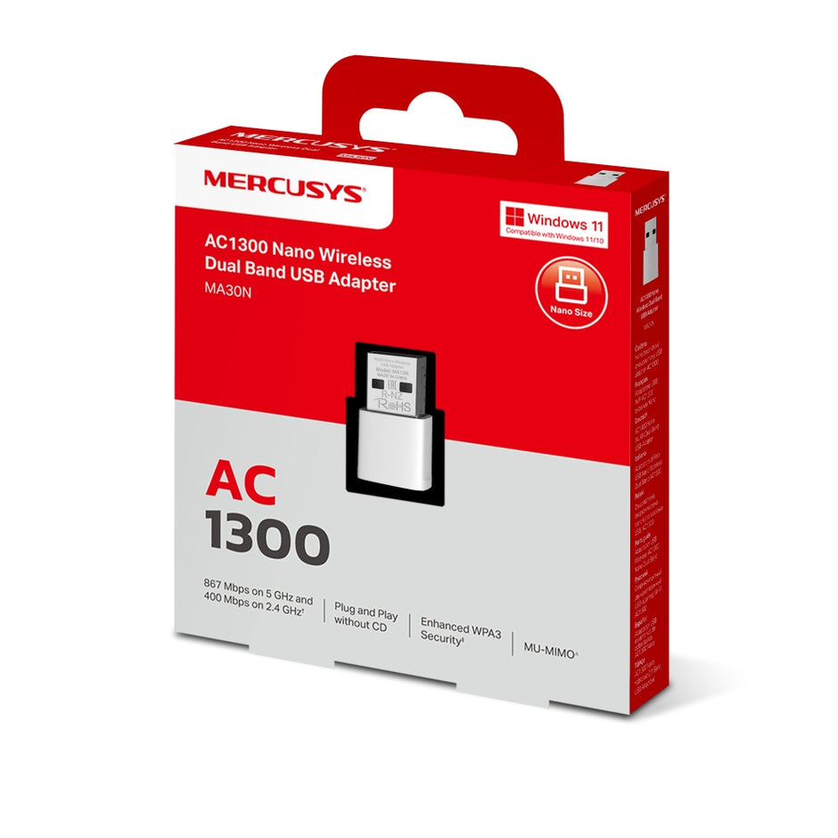 Mercusys MA30N – AC1300 Nano Wireless Dual Band USB Adapter