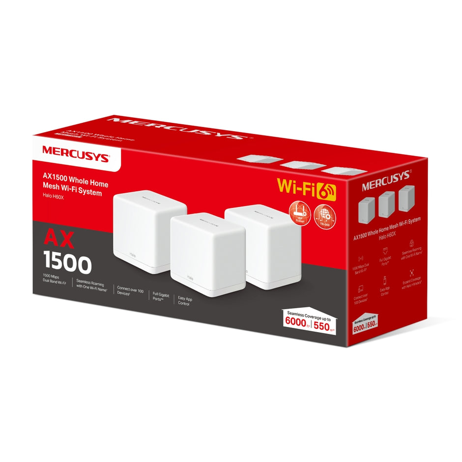 Mercusys Halo H60X – AX1500 Whole Home Mesh WiFi 6 System