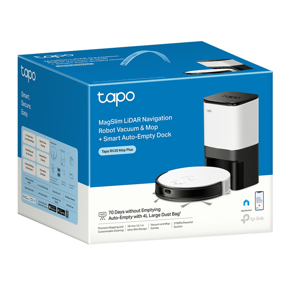 TP-Link RV20 Mop Plus – MagSlim™ LiDAR Navigation Robot Vacuum & Mop + Smart Auto-Empty Dock