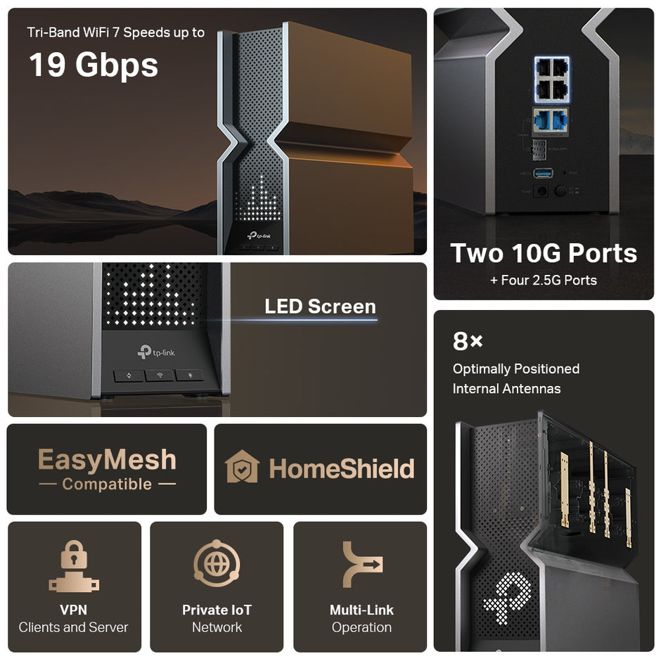 TP-Link Archer BE800 – BE19000 Tri-Band Wi-Fi 7 Router