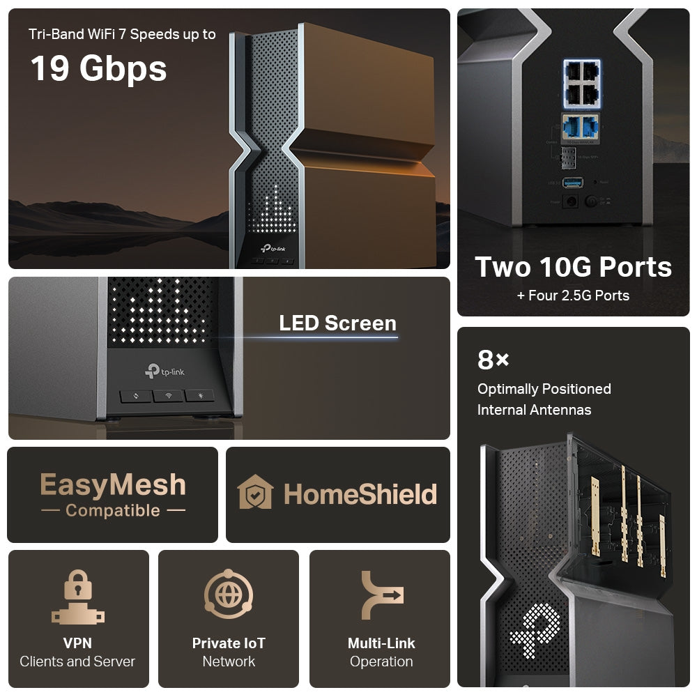TP-Link Archer BE800 – BE19000 Tri-Band Wi-Fi 7 Router