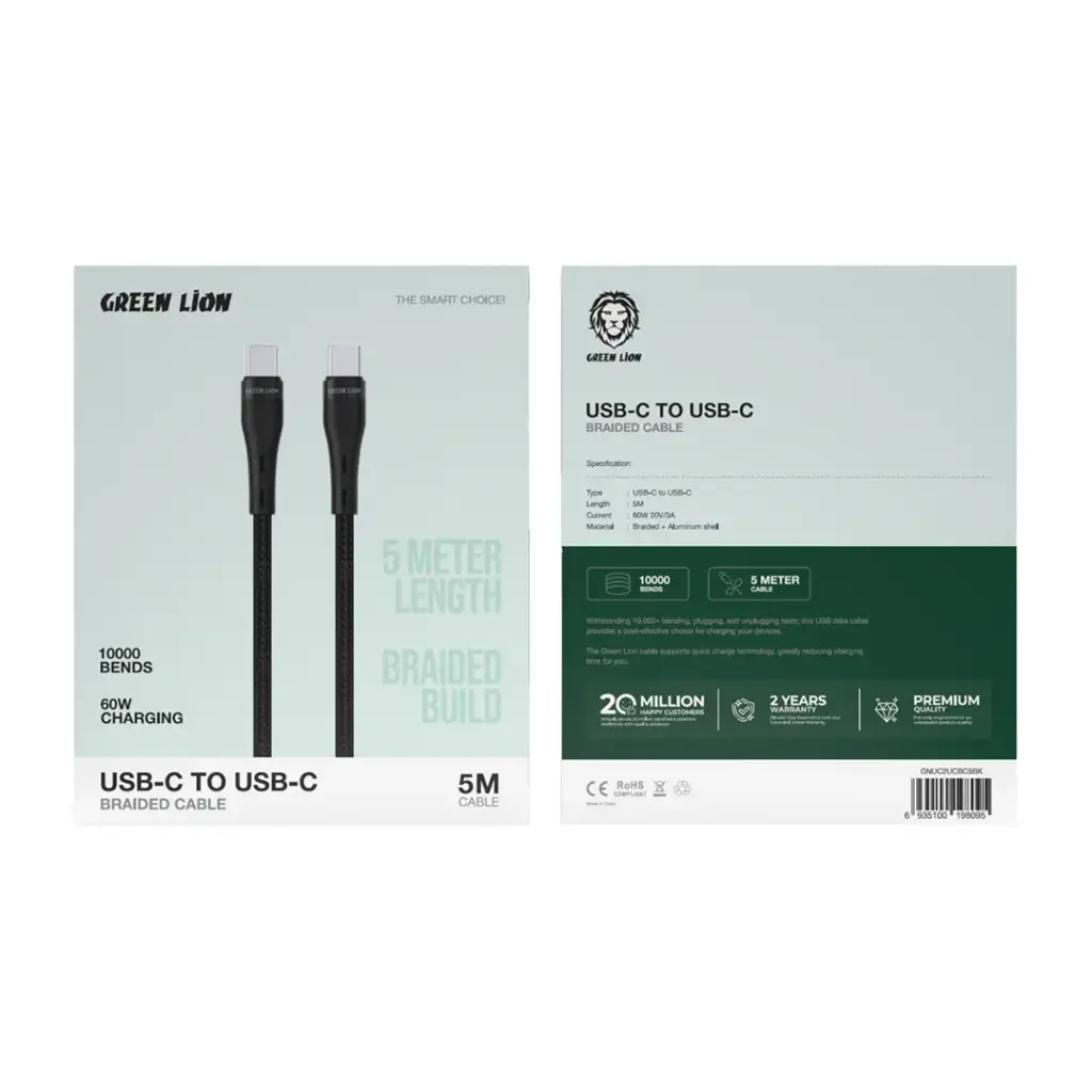 Green Lion USB-C to USB-C Braided Cable 60W