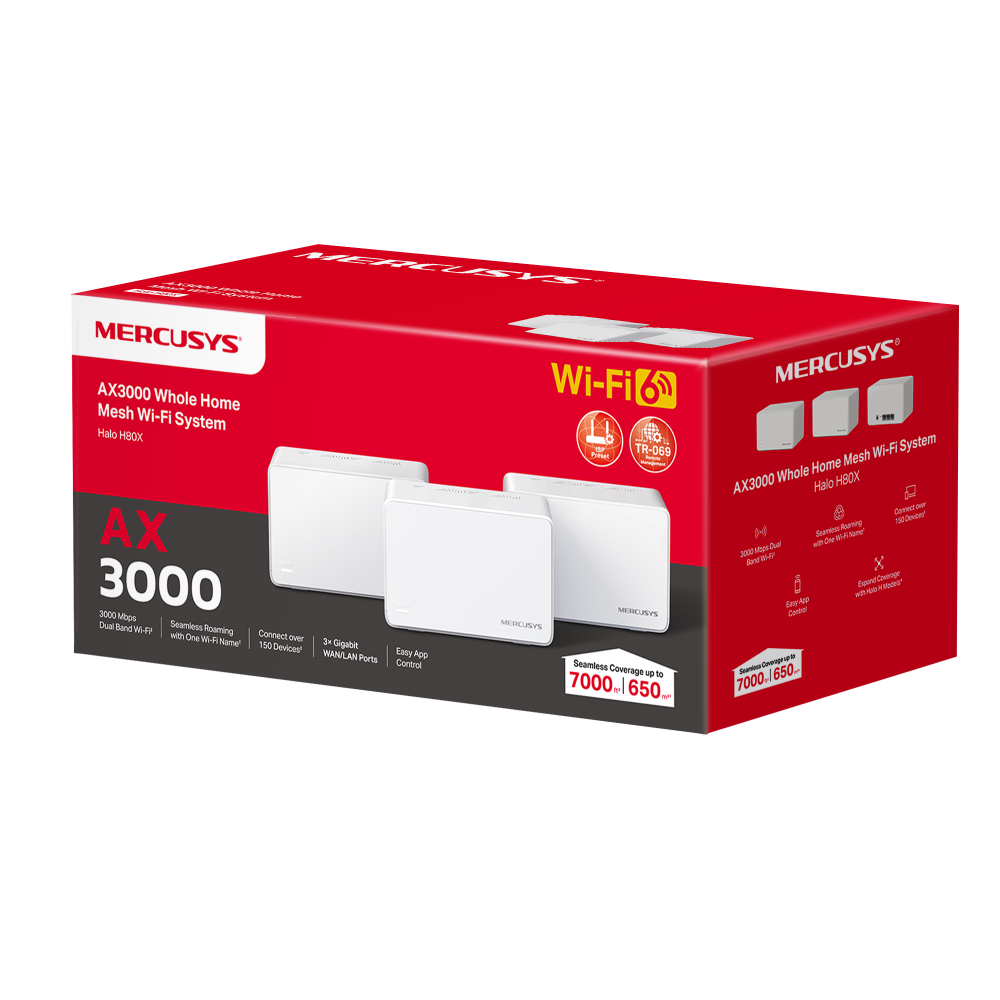Mercusys Halo H80X – AX3000 Whole Home Mesh WiFi 6 System