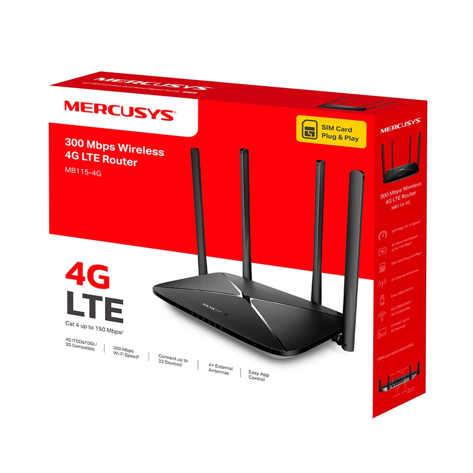 Mercusys MB115-4G – 300 Mbps Wireless N 4G LTE Router