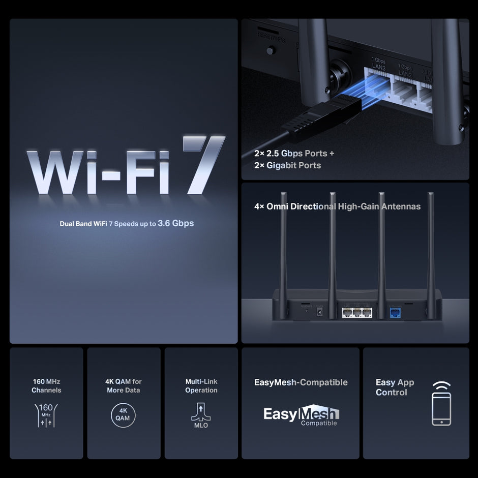 Mercusys MR27BE – BE3600 Dual Band Wi-Fi 7 Router