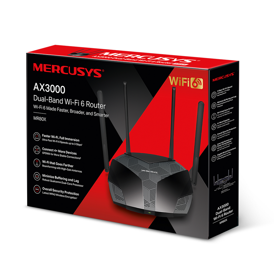 Mercusys MR80X – AX3000 Dual-Band Wi-Fi 6 Router