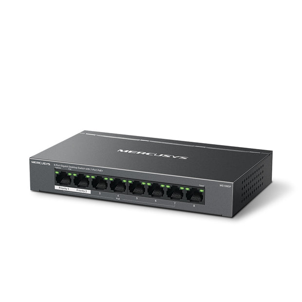 Mercusys MS108GP – 8-Port Gigabit Desktop Switch with 7-Port PoE+
