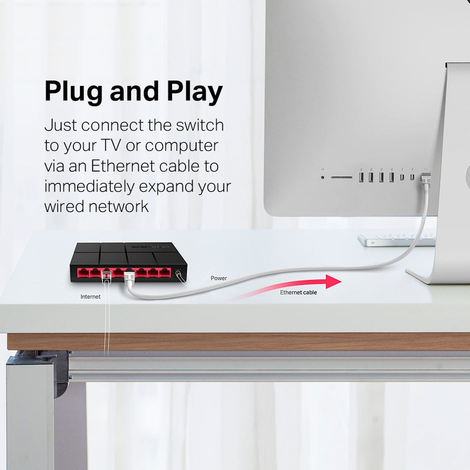 Mercusys MS108G – 8-Port 10/100/1,000 Mbps Desktop Switch