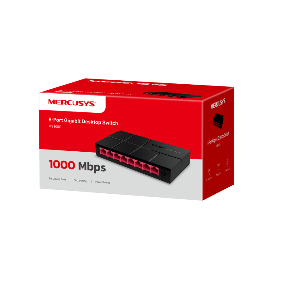 Mercusys MS108G – 8-Port 10/100/1,000 Mbps Desktop Switch
