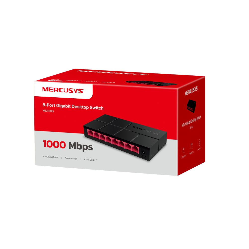 Mercusys MS108G – 8-Port 10/100/1,000 Mbps Desktop Switch