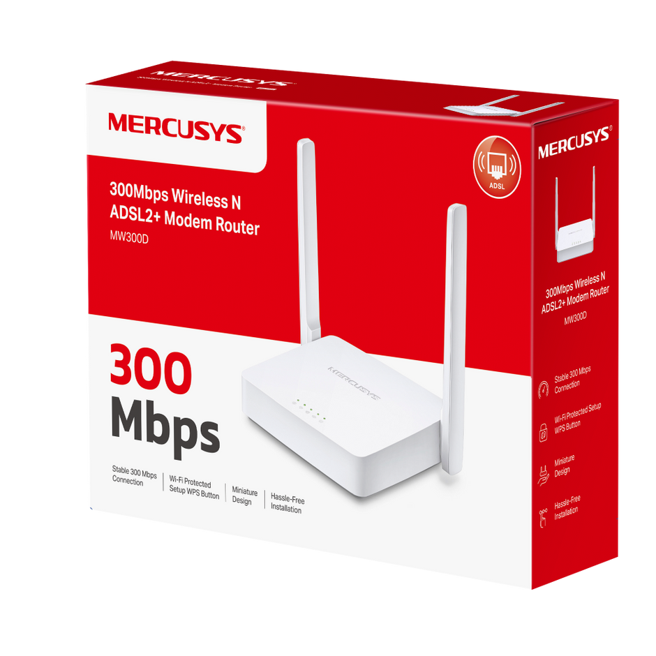 Mercusys MW300D – 300Mbps Wireless N ADSL2+ Modem Router