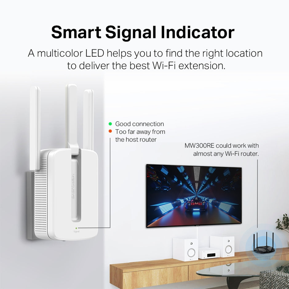 Mercusys MW300RE – 300 Mbps Wi-Fi Range Extender