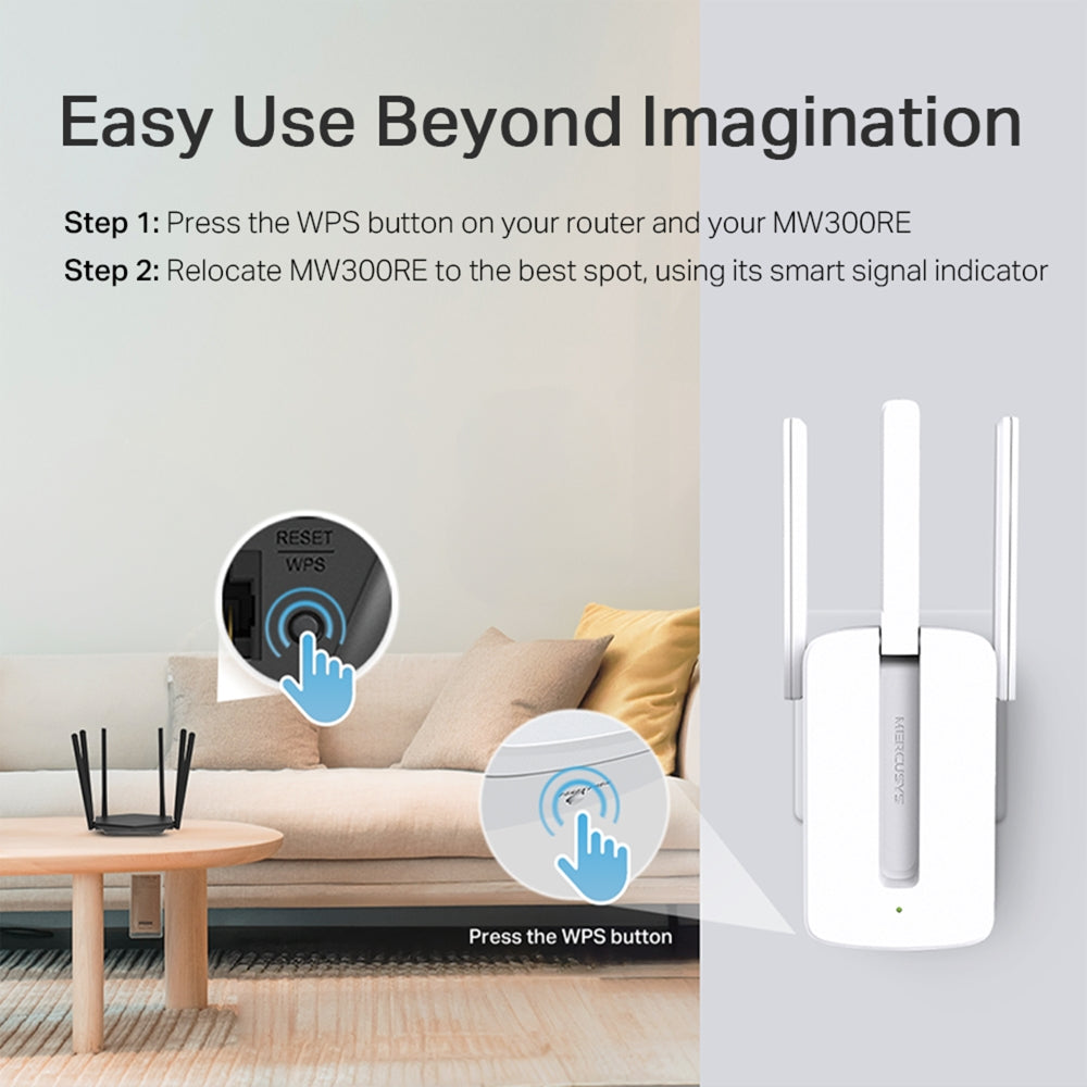 Mercusys MW300RE – 300 Mbps Wi-Fi Range Extender
