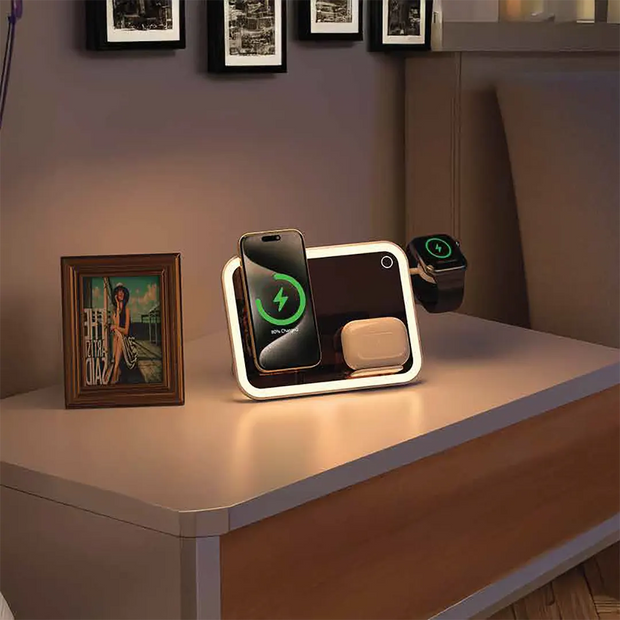 Porodo Multi-Device Wireless Charging Mirror With Lights