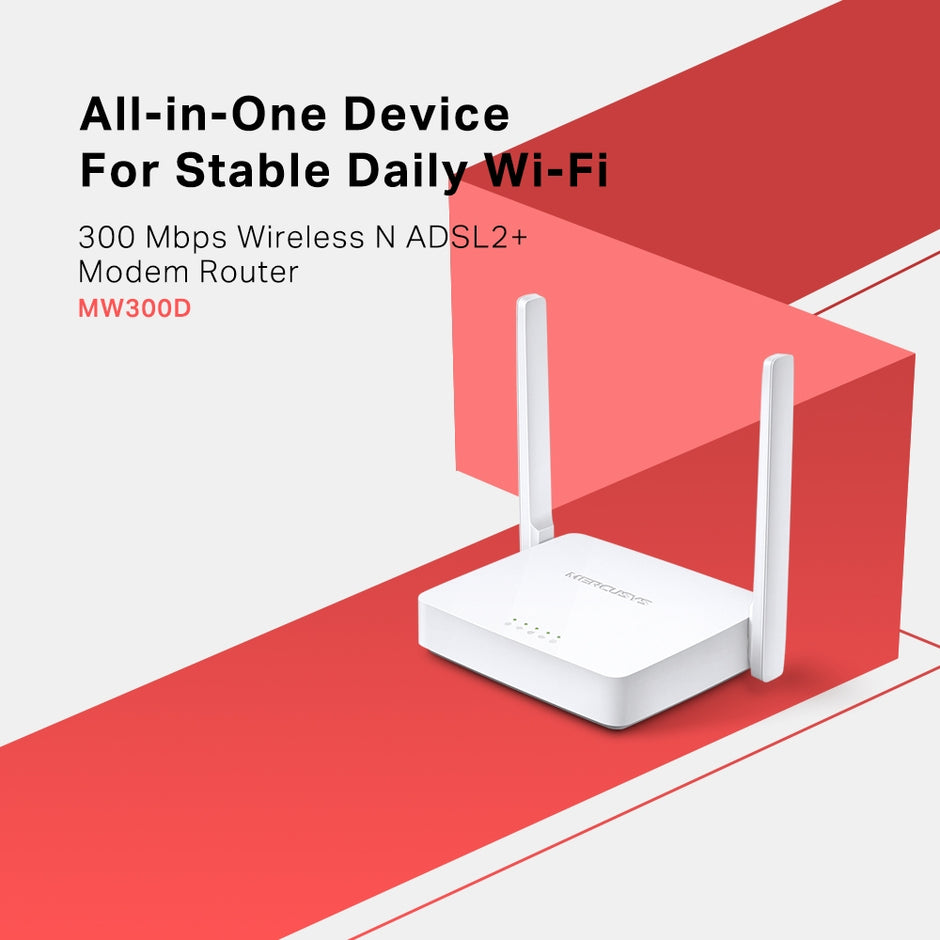 Mercusys MW300D – 300Mbps Wireless N ADSL2+ Modem Router